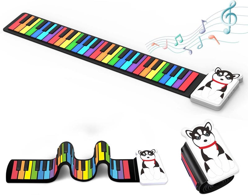 MARVTOWN Electronic Digital Music Piano, 49 Key Roll Up Keyboard Piano,Rechargeable foldable Piano keyboard，Portable Mini Keyboard piano with 8 Tones, 6 Educational Demo Songs, for Beginners Gift - Image 1